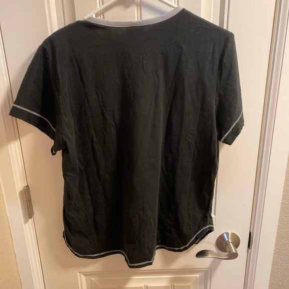 Disney M Top Sleep Wear Pajama Top Black Mickey Minnie Mouse Kiss Ringer T Shirt - Picture 6 of 6